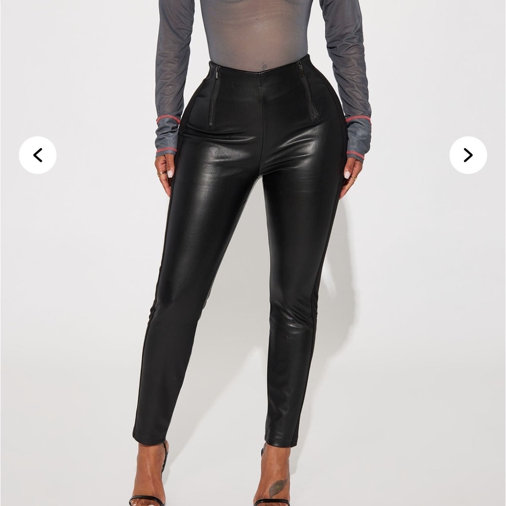 Black High-Waisted Leather Pants